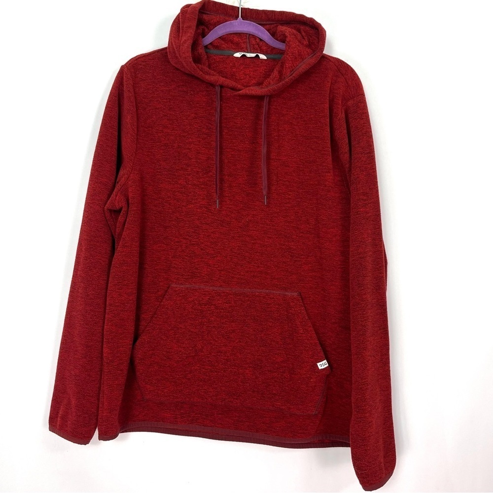 DSG Red Fleece Hooded Drawstring Sweatshirt Hoodie Sz Large